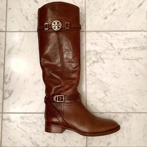 Tory Burch Calista Brown Leather Riding Boots
